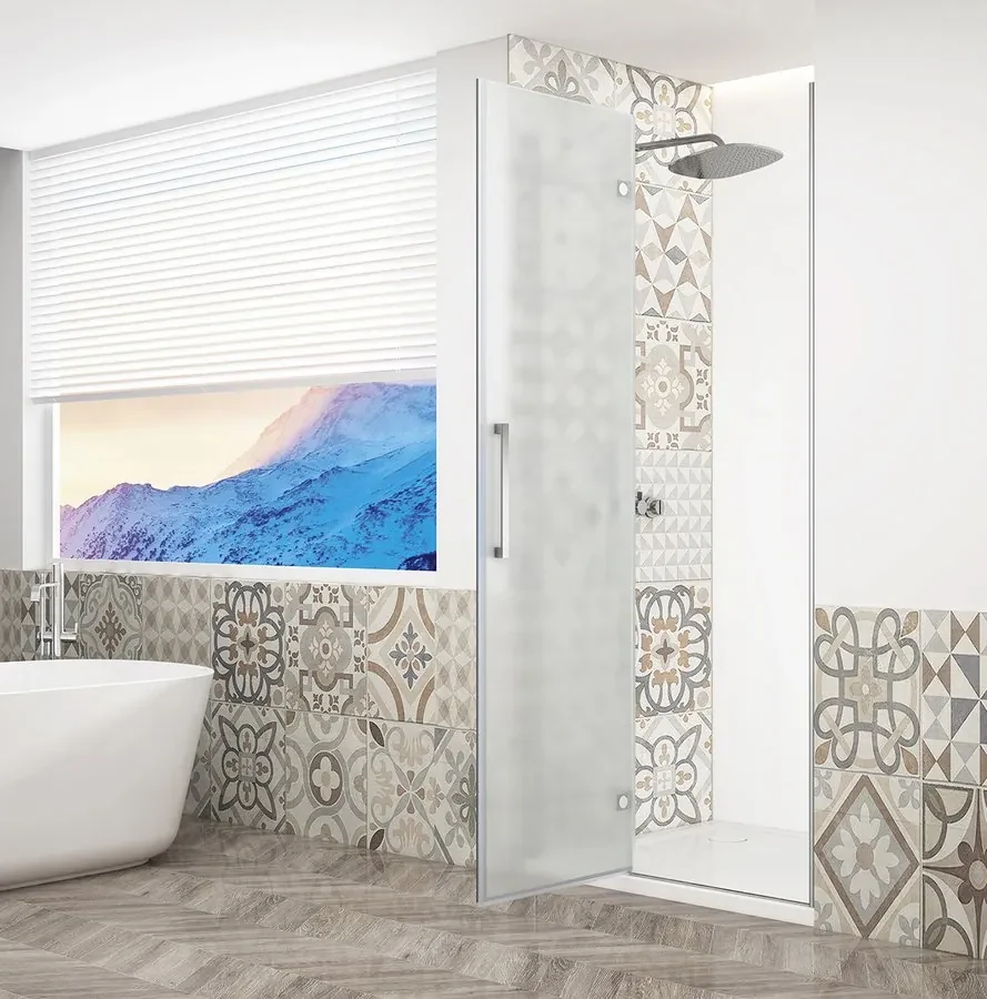 Gelco Trinity douchedeur 110cm links met mat glas chroom