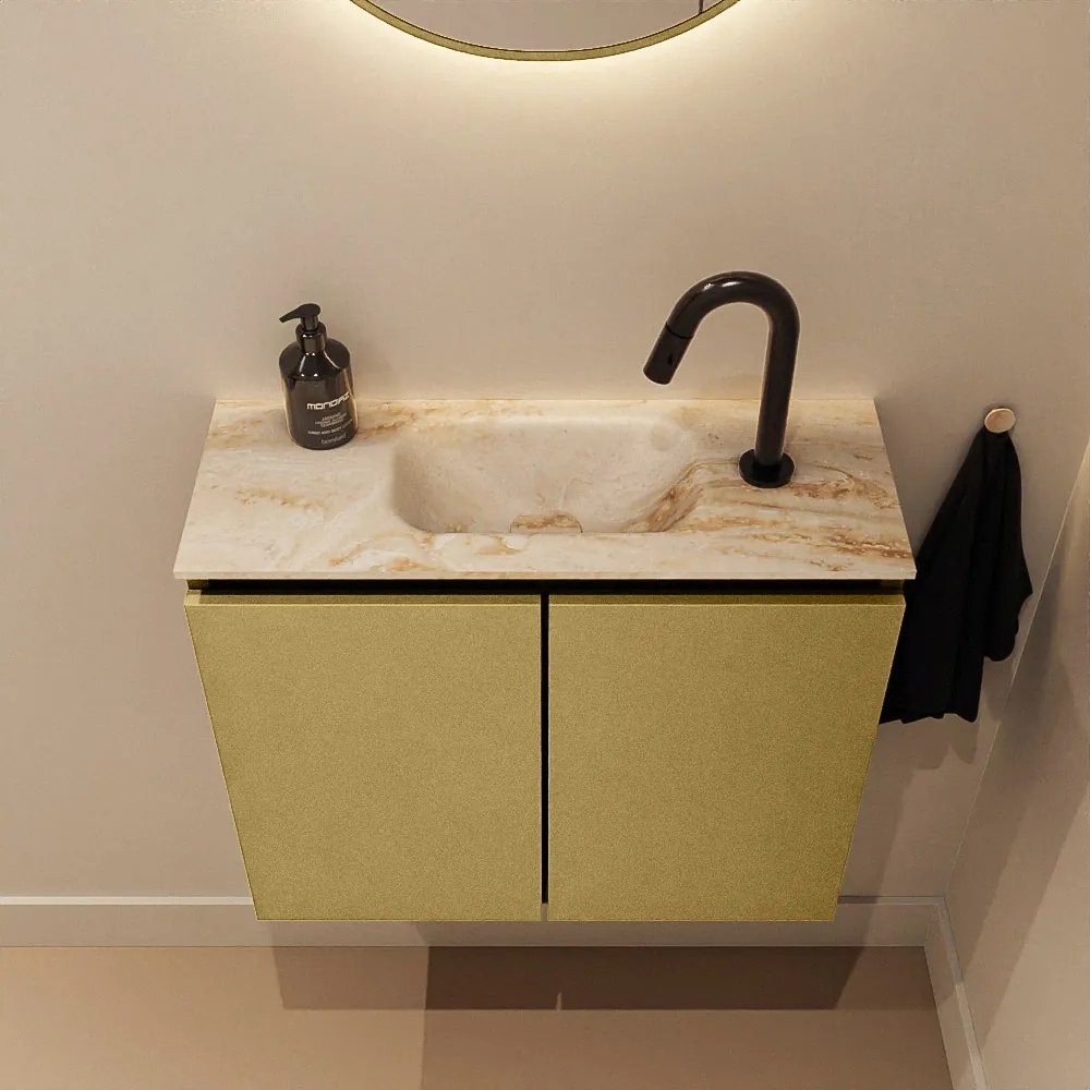 Mondiaz Ture DLux toiletmeubel 60cm oro met wastafel frappe midden met kraangat