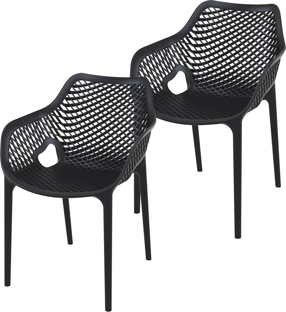 Garden Impressions Air XL design tuinstoel zwart - 2 stuks