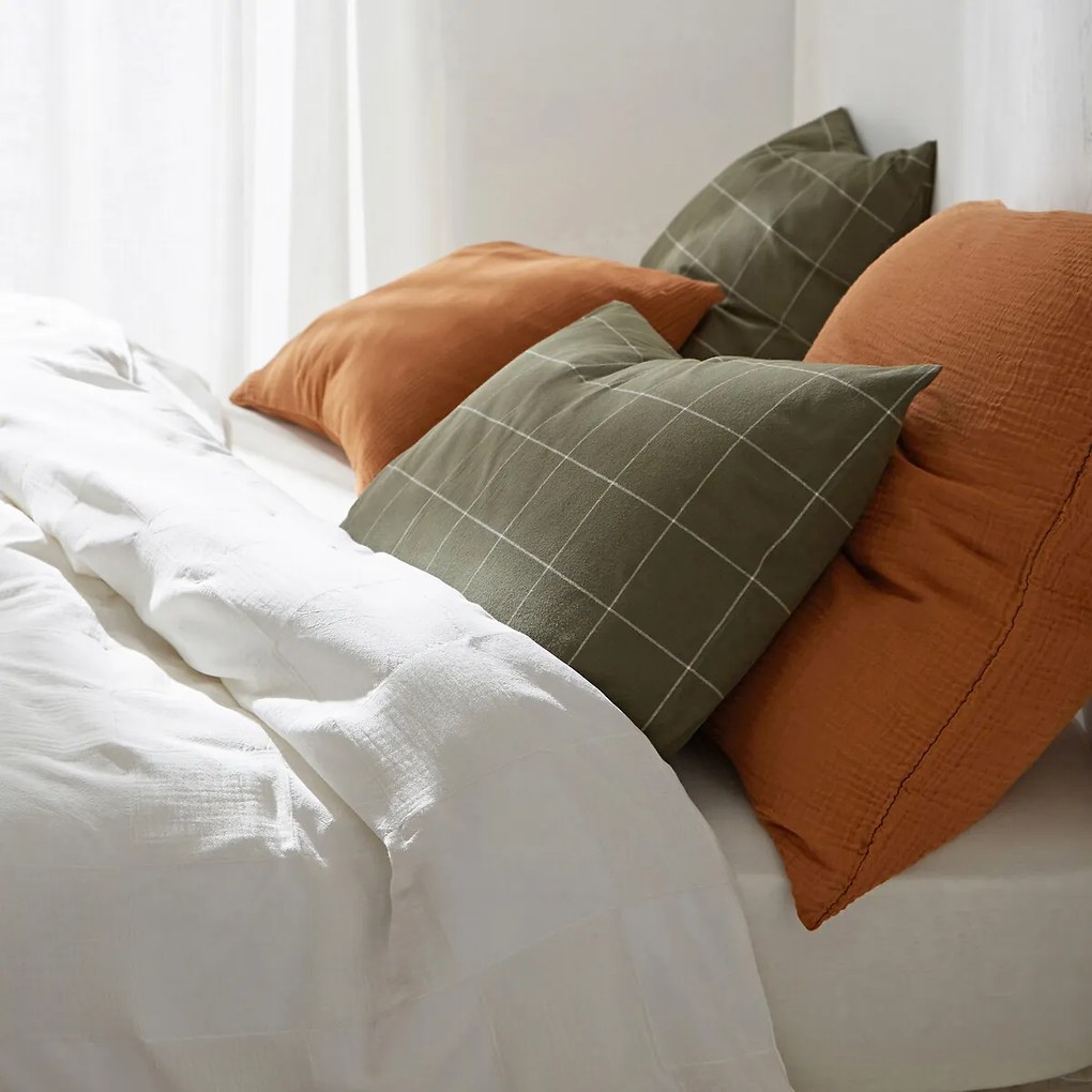 Kussensloop in flanel, Charlie kaki