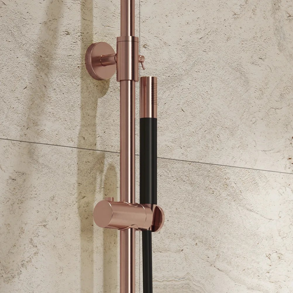 Saniclear Copper Stripes Pro opbouw regendouche geborsteld koper met 20cm hoofddouche