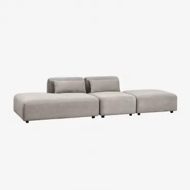 2-delige Modulaire Bank Met Linker Chaise Longue En Poef Fogler Corduroy Licht Taupegrijs - Sklum