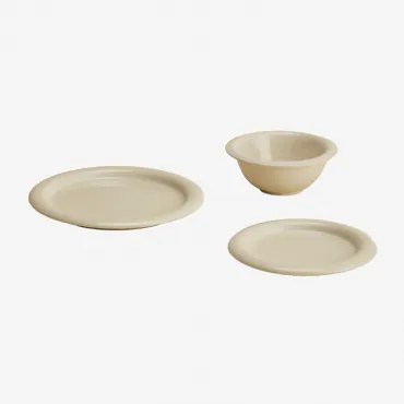 12-delige Servies Set Van New Bone China Rylvane Tapioca Beige - Sklum