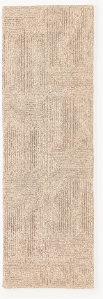 Hoog-laag wollen loper Alexia, handgetuft