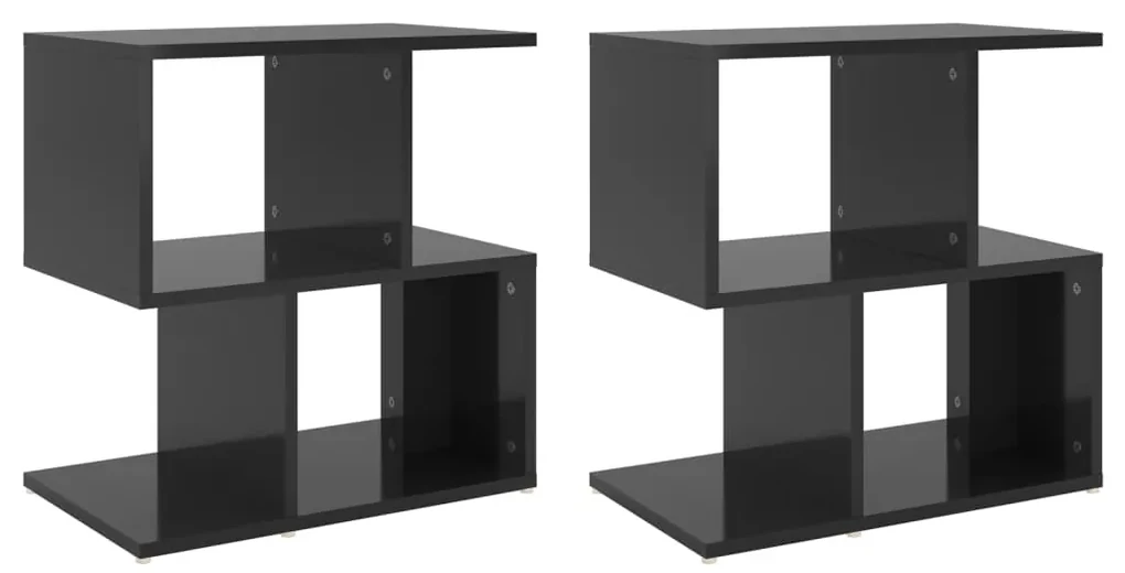 vidaXL Nachtkastjes 2 st 50x30x51,5 cm spaanplaat hoogglans zwart