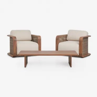 Tuinset Met 2 Fauteuils En Salontafel Van Noira Acaciahout Acacia Bruin - Sklum