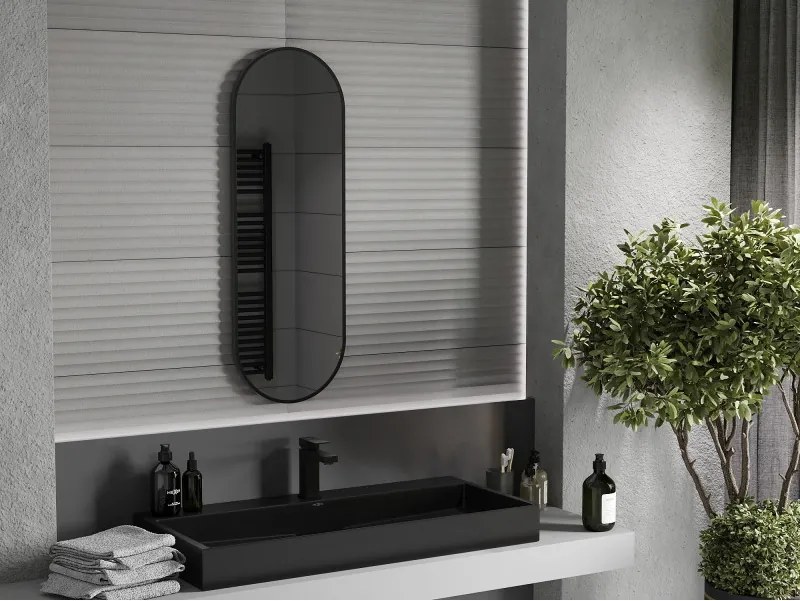 Mexen Loft ovale badkamer spiegel 100 x 35 cm, zwart frame - 9851-100-035-000-70