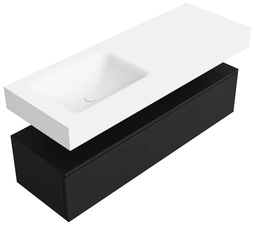Zaro Alan badmeubel 130cm urban 1 lade met vrijhangende wastafel cloud links zonder kraangat talc