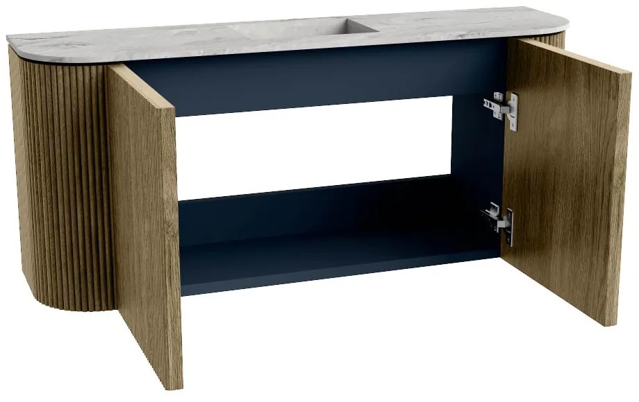 Mondiaz Joya DLux 95cm toiletmeubel ronding links/rechts dusk met wastafel faye midden 1 kraangat glace