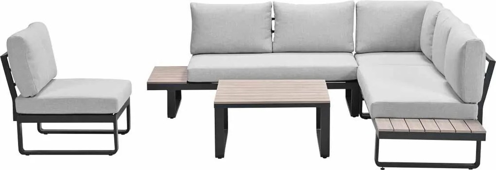 Garden Impressions Diego loungeset 5-delig - donker grijs - valley sand