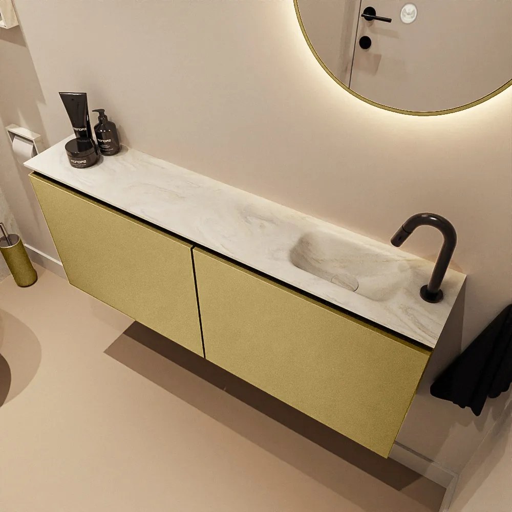 Mondiaz Ture DLux toiletmeubel 120cm oro met wastafel ostra rechts met kraangat