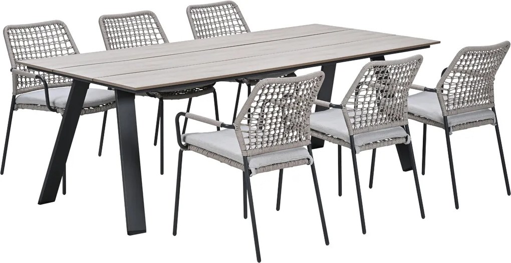 Garden Impressions Natas tuinset sand 7-delig - Braga tuintafel 220x100 cm