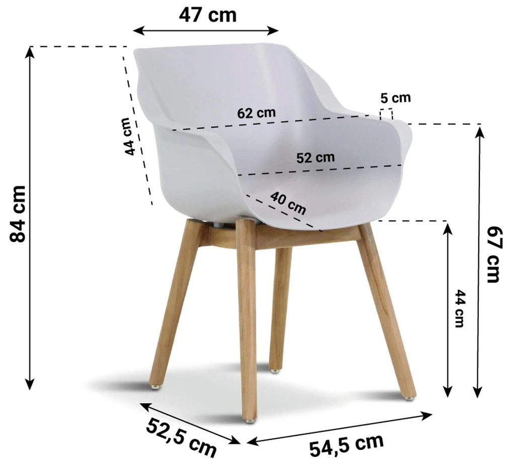 Tuinset 4 personen 200 cm Kunststof Grijs Hartman Sophie