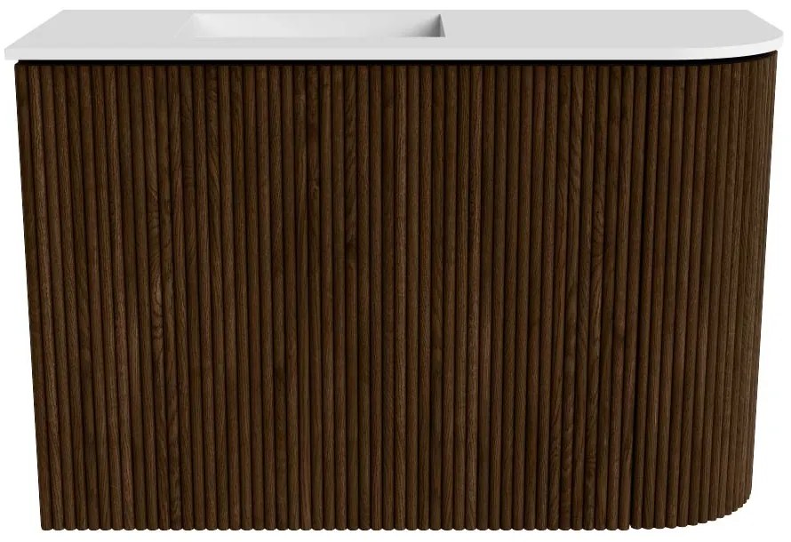 Mondiaz Joya 60cm toiletmeubel ronding rechts walnut met wastafel faye links zonder kraangat talc