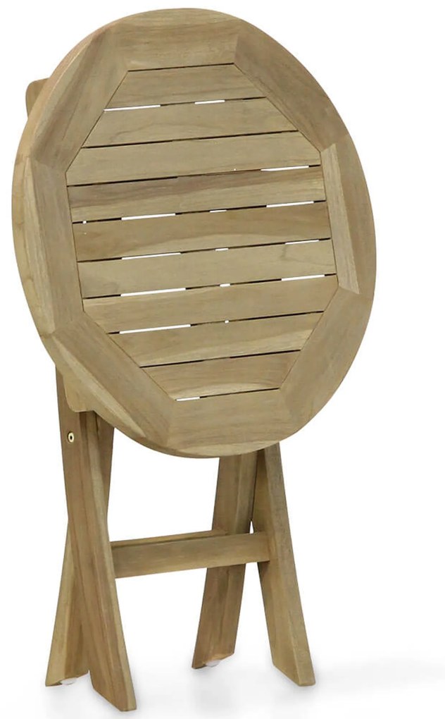 Tuintafel Rond 60 cm Teak Old teak greywash Derby inklapbare