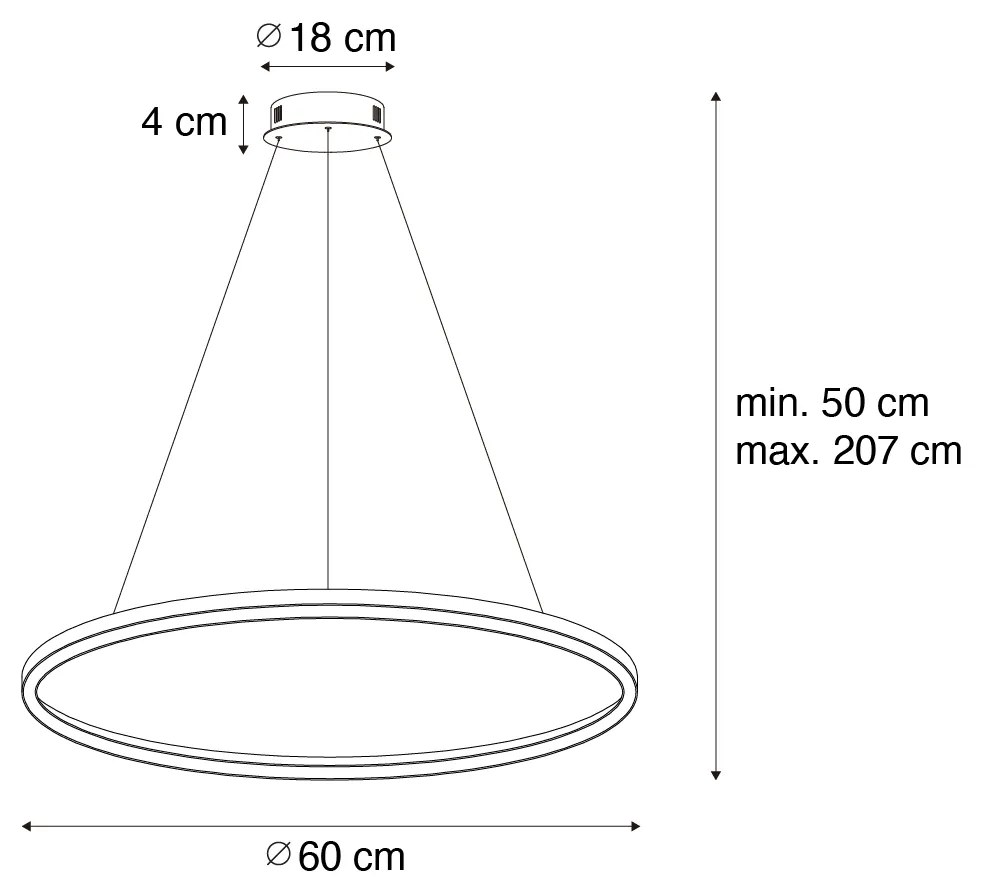 Eettafel / Eetkamer Hanglamp goud 60cm incl. LED 3-staps dimbaar - Girello rond Binnenverlichting Lamp