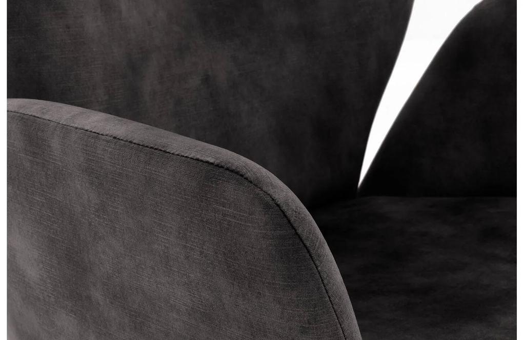 Goossens Eetkamerstoel Hera antraciet velvet stof met armleuning, modern design