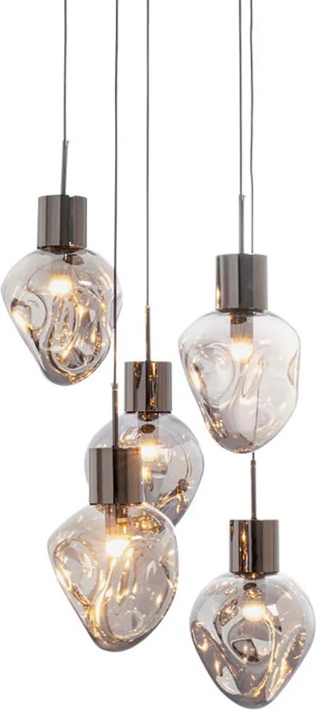Trapse Hanglamp Gedeukt Glas Zilver