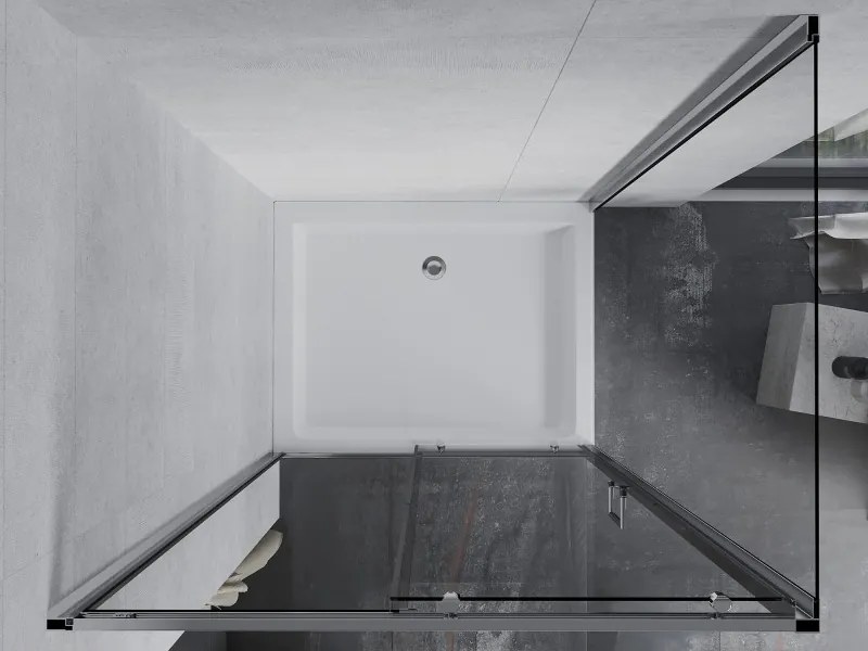 Mexen Apia schuifbare douchecabine 100 x 80 cm, transparant, chroom + Rio douchebak - 840-100-080-01-00-4510