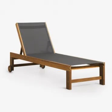 Set Van 2 Verstelbare Ligstoelen Van Hout Valerys Grijs – Grafiet - Sklum