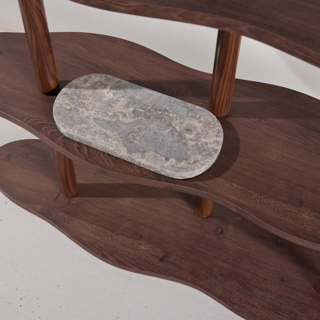 Hoge Golvende Openkast Bruin - 105x30x140cm.