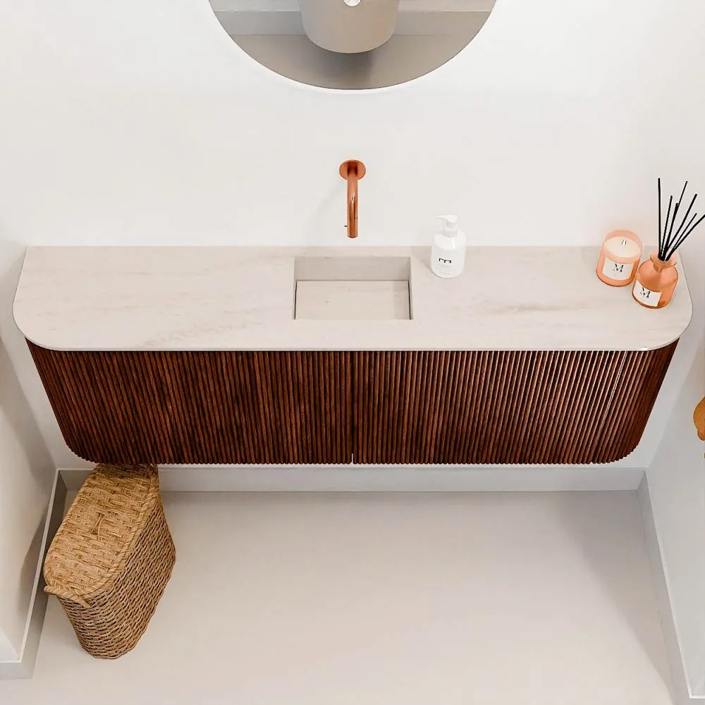 Mondiaz Joya DLux 125cm toiletmeubel ronding links/rechts ruby met wastafel faye midden zonder kraangat meli