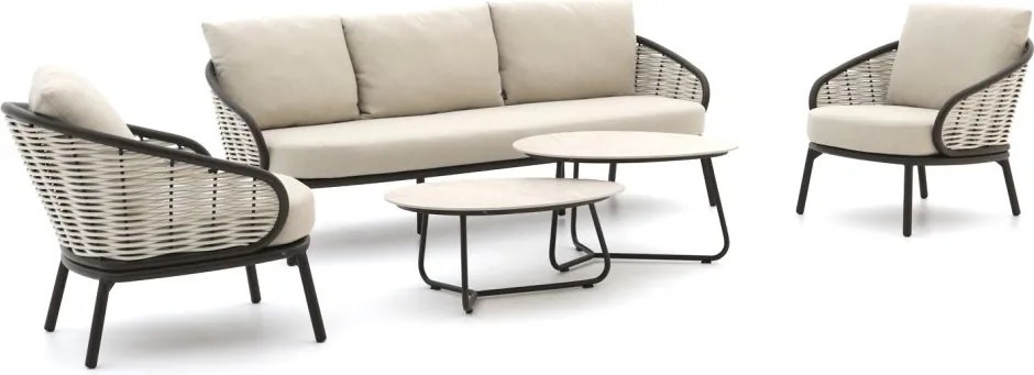 Stoel-bank loungeset Apple Bee | 5 personen | Loungeset Beige | Wicker (vlechtwerk) | Kees Smit Tuinmeubelen