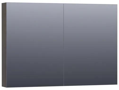 Saniclass Dual spiegelkast 100x70x15cm 2 draaideuren Hoogglans Zwart MDF 7412