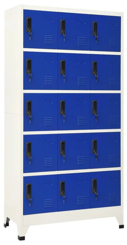 vidaXL Lockerkast 90x40x180 cm staal grijs en blauw