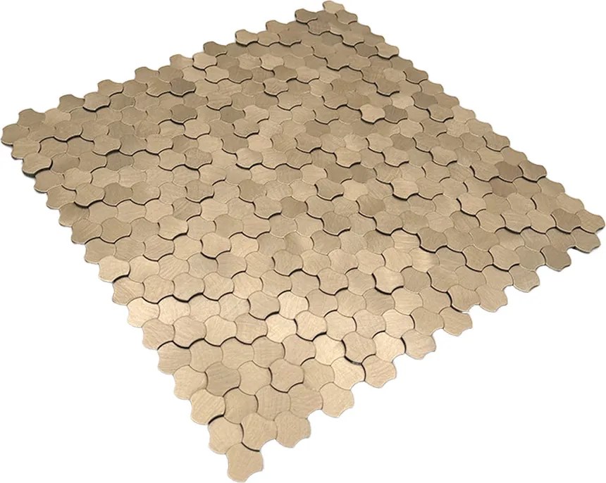 Zelfklevende Mozaïektegels Metaal | Driepas 3D Champagne | 30,5×29,6 cm | Keuken, Bad & WC