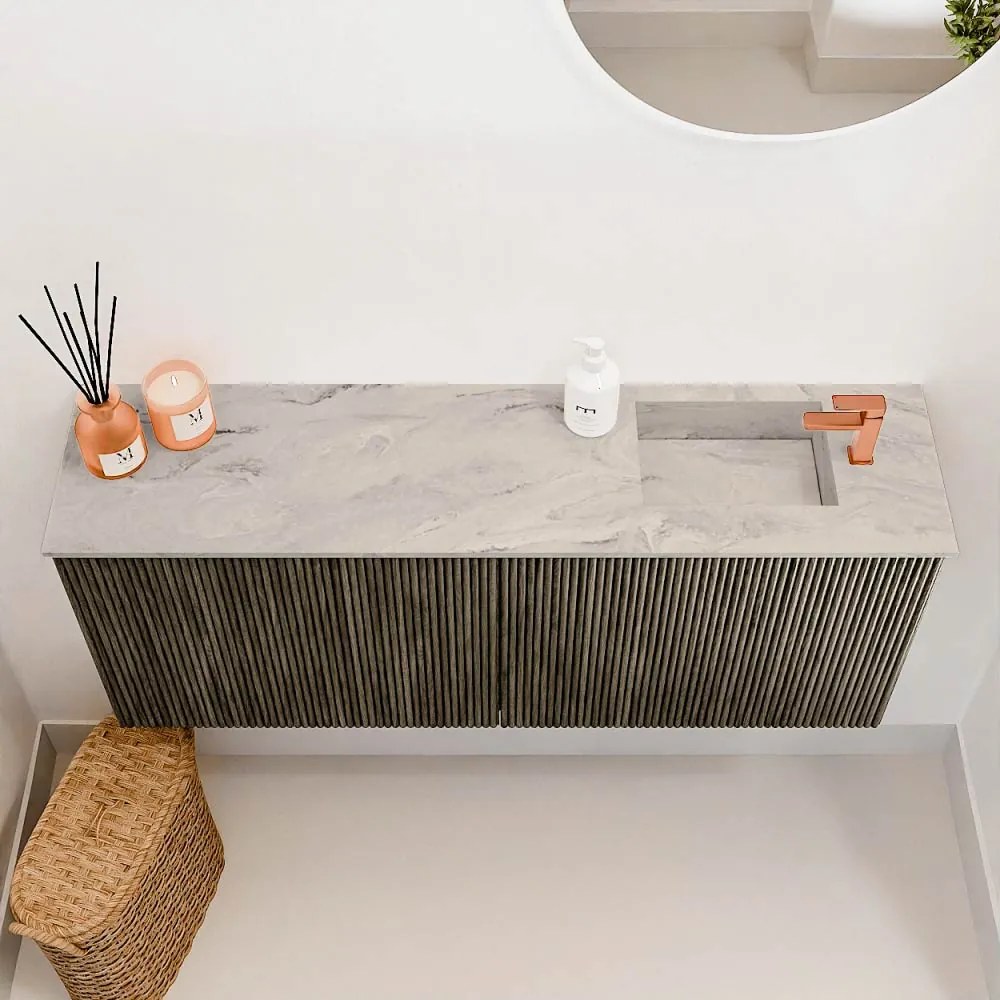 Mondiaz Joya DLux 100cm toiletmeubel shadow met wastafel faye rechts 1 kraangat glace