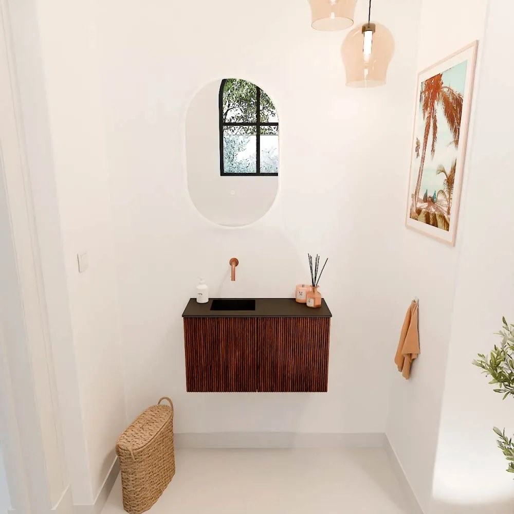 Mondiaz Joya 70cm toiletmeubel ruby met wastafel faye links zonder kraangat urban