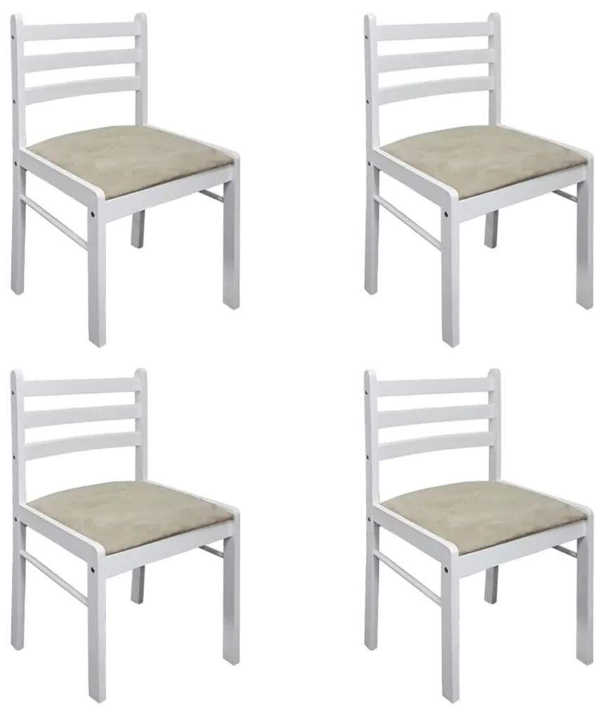 vidaXL Eetkamerstoelen 4 st massief rubberwood en fluweel wit