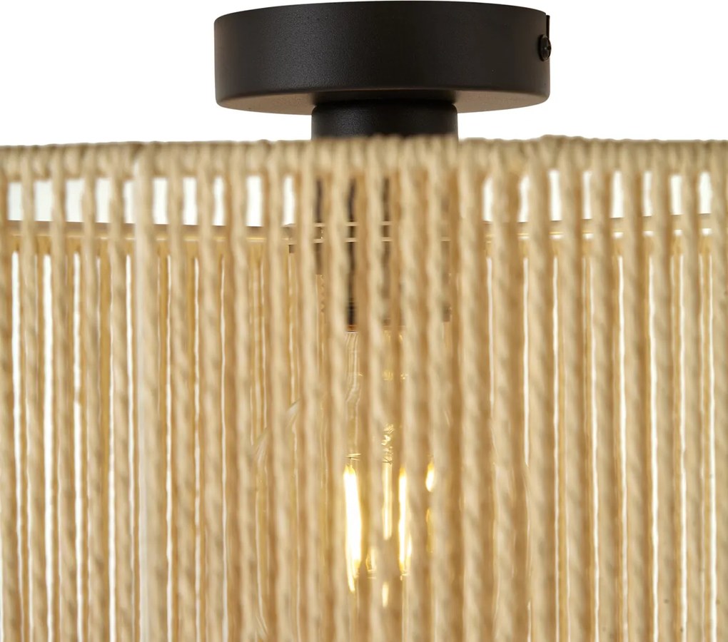 Plafondlamp zwart met beige papieren kap 50/50/25 - Combi