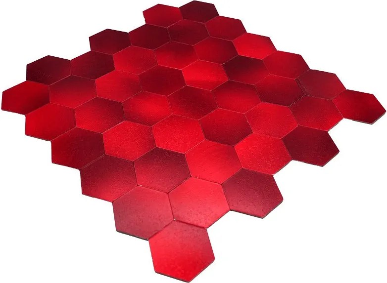 Zelfklevende Mozaïektegels Metaal | Hexagon Rood | 28,8×29,2 cm | Keuken, Bad & WC