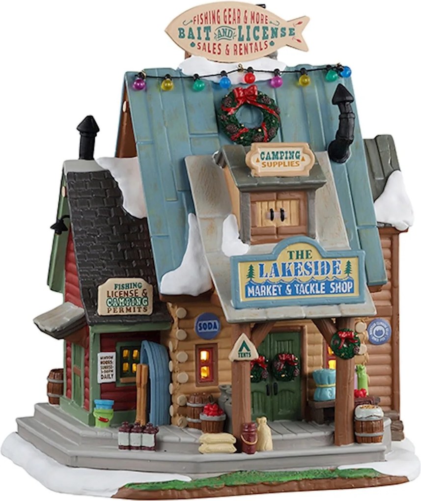 Lemax - 'The Lakeside Market &amp; Tackle Shop' - Verlicht gebouw - Exclusief adapter (werkt ook op batterijen)