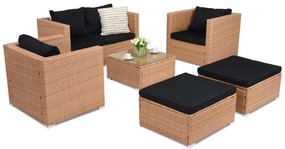 Roma Coffee 4 + 2 Garden Point honingpof tuinmeubelen in technorattan