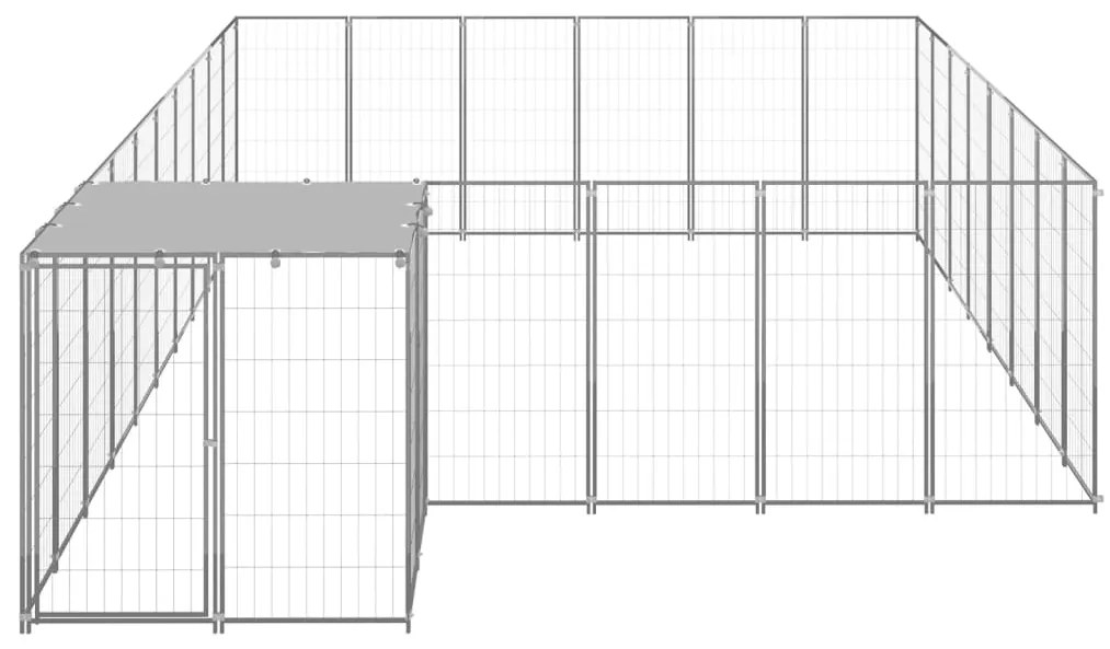 vidaXL Hondenkennel 15,73 m² staal zilverkleurig