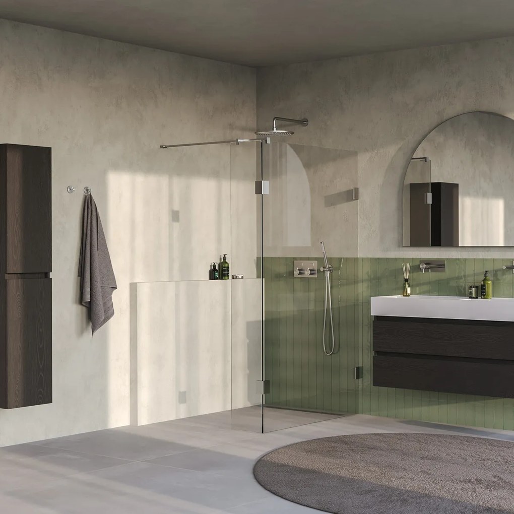 Brauer Void profielloze inloopdouche 110cm met 30cm zijwand RVS geborsteld PVD