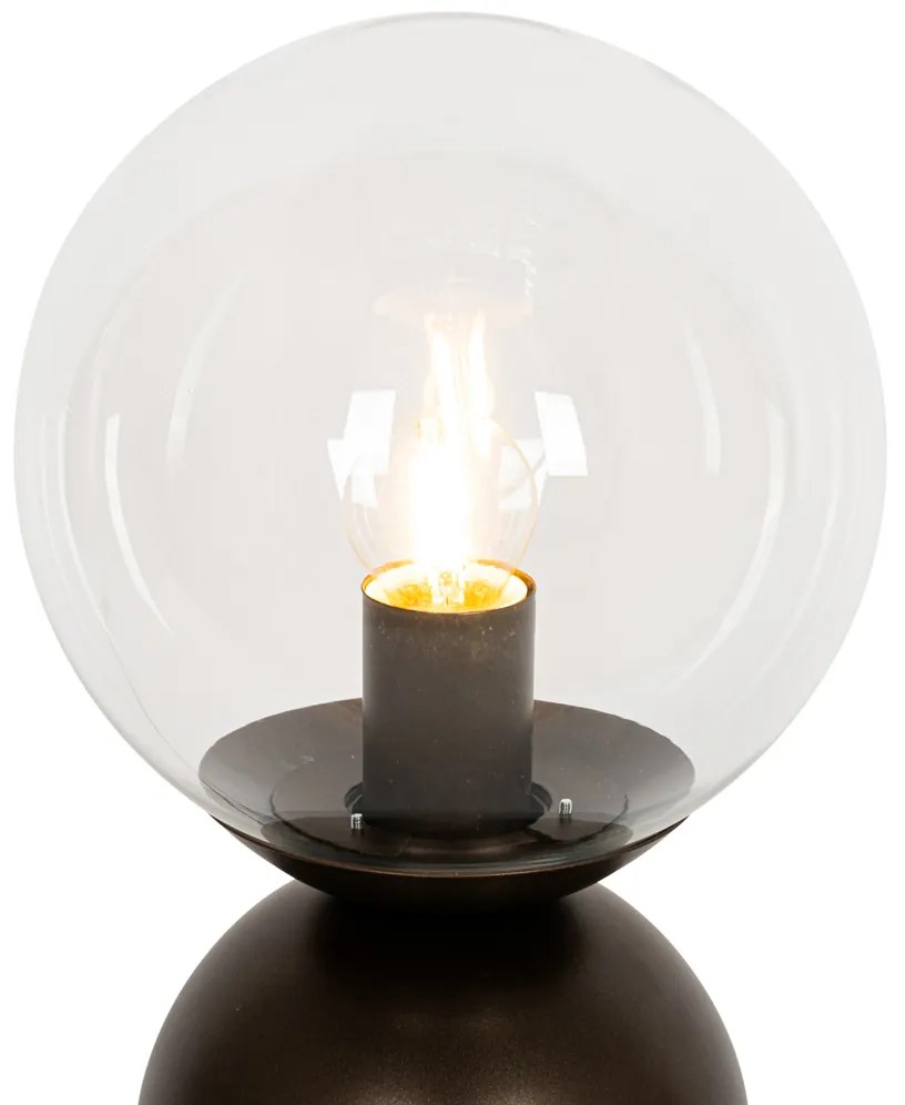 Hotel chique tafellamp donkerbrons met helder glas - Pallon TrendHotel chique E27 bol / globe / rond Binnenverlichting Lamp