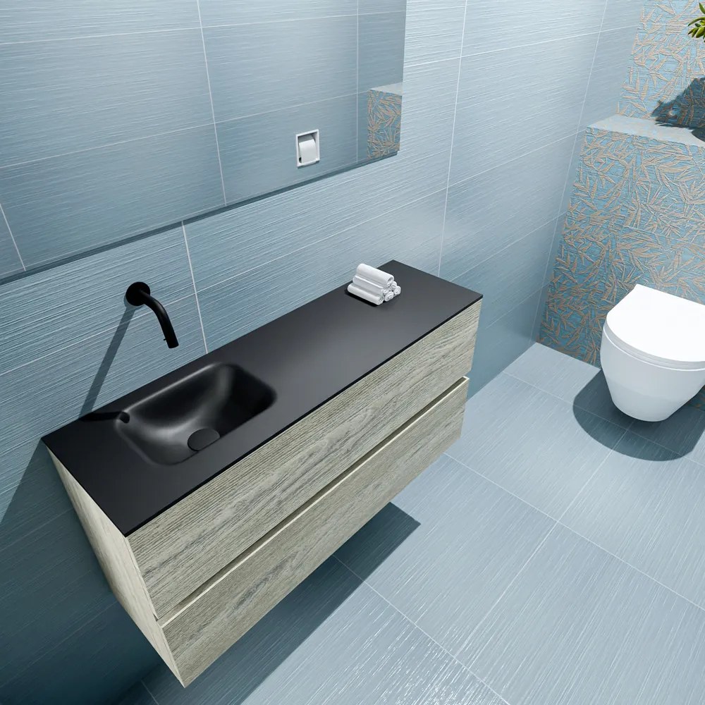 Mondiaz Ada 100cm toiletmeubel light brown grey met wastafel urban links zonder kraangat