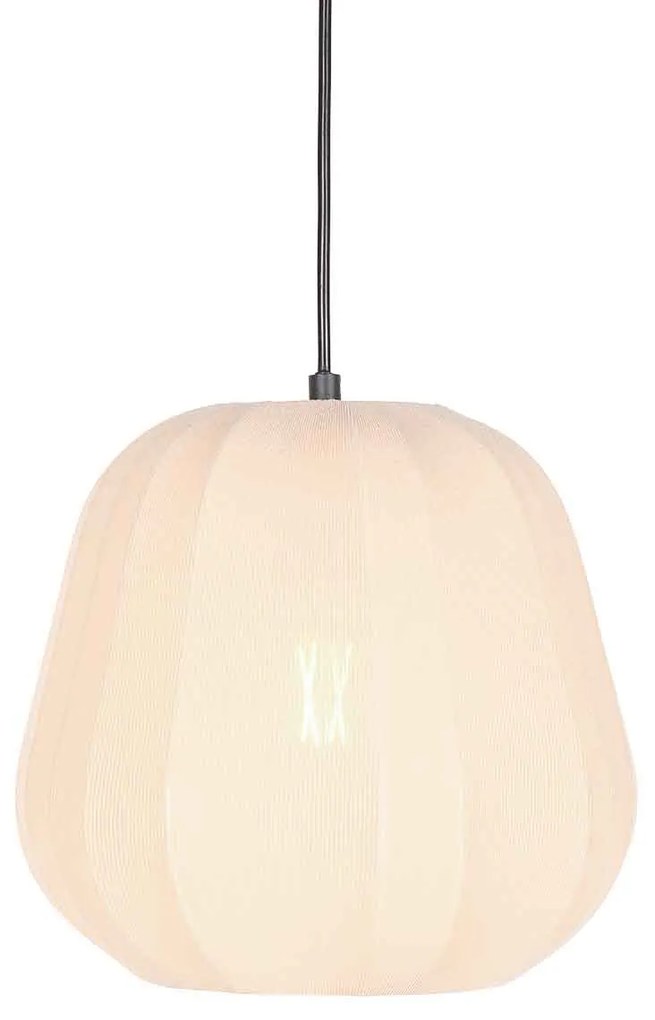 Japandi hanglamp crème met stoffen kap 25cm - SableJapandi E27 Scandinavisch rond Binnenverlichting Lamp