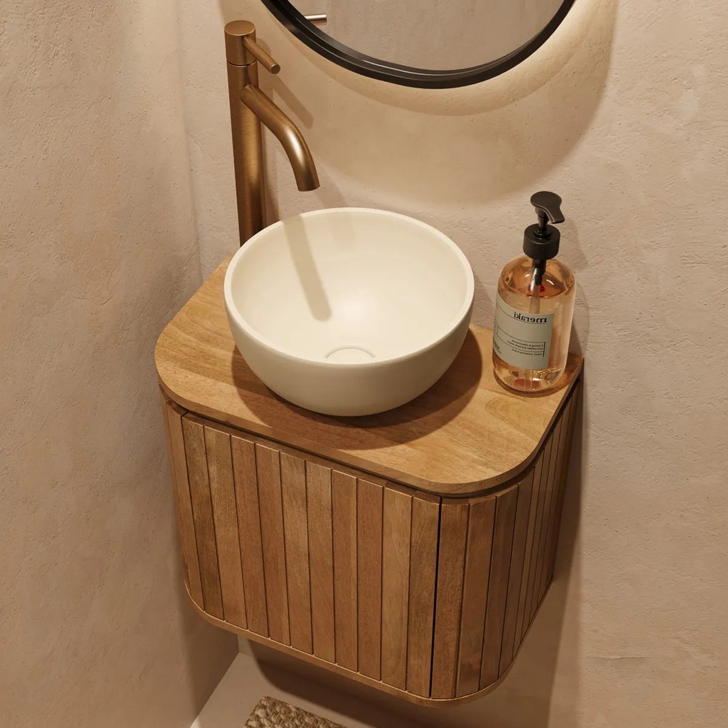 Livli Estrela toiletmeubel links 40cm ribbelfront met waskom in ivoor
