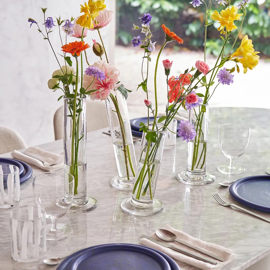 Schuine cilindervormige glazen vaas H24 cm, Stille