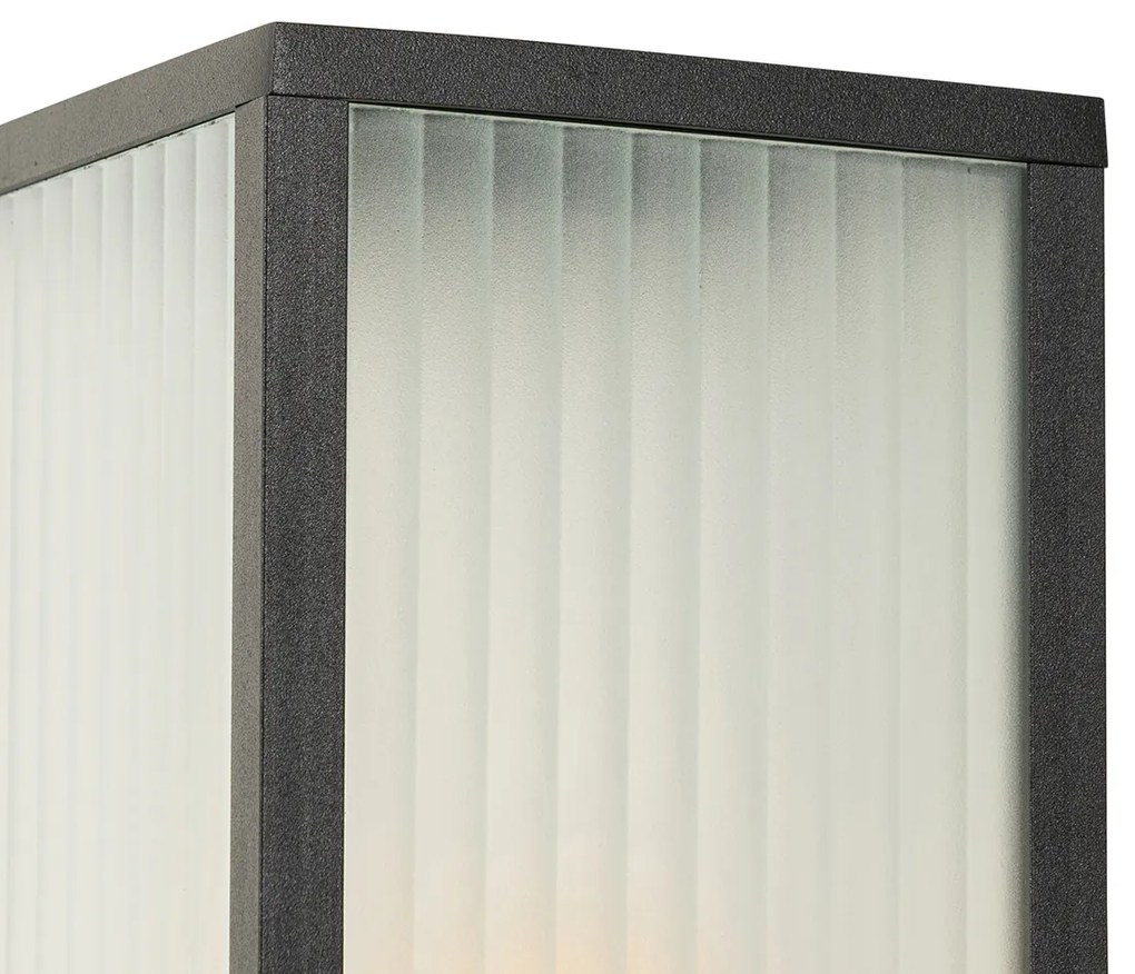 Smart staande buitenlamp zwart met ribbel glas 80 cm incl. Wifi A60 - Charlois