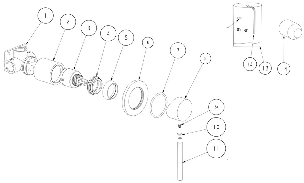 Mueller Clyde inbouw mengkraan PVD-coating chroom
