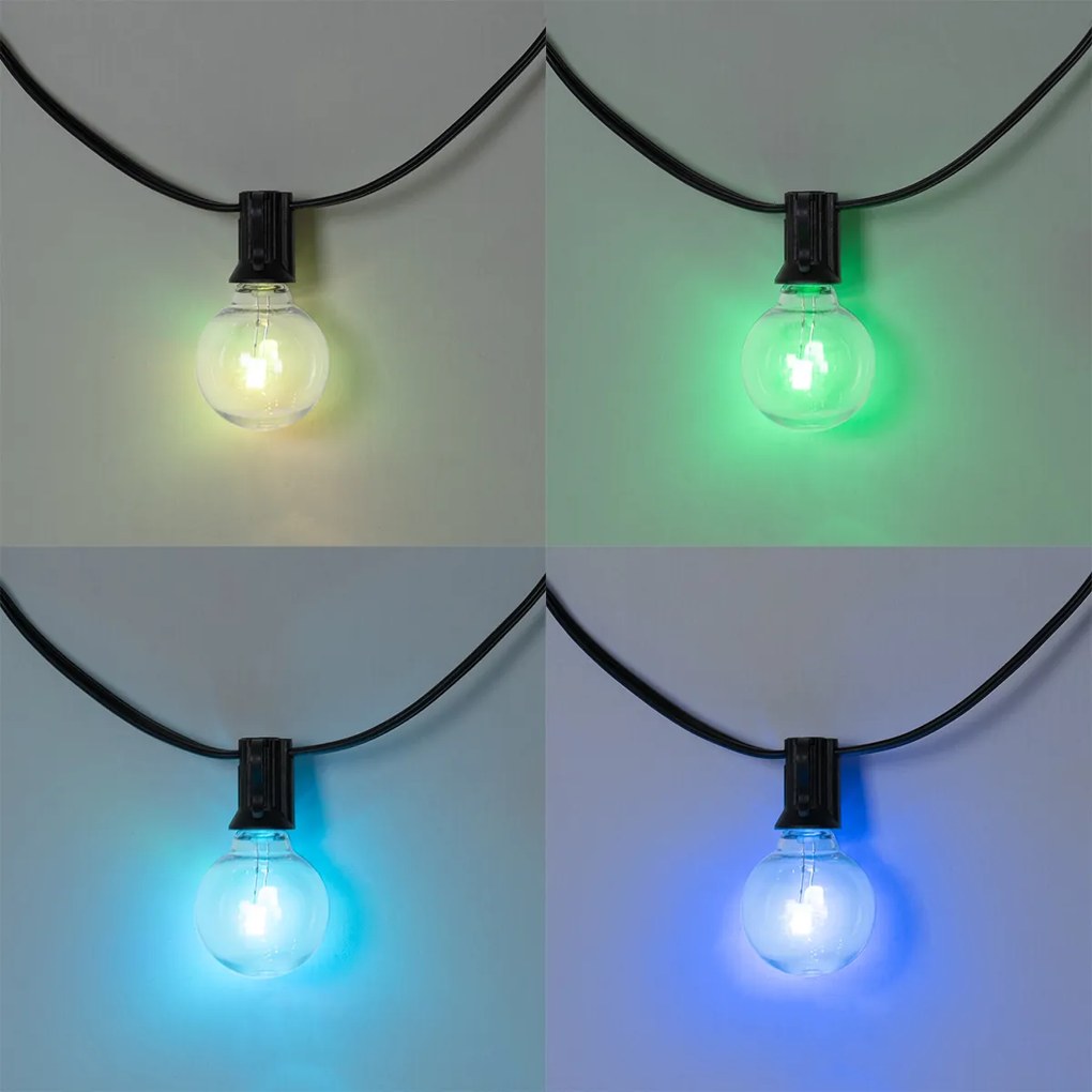 Buiten lichtsnoer 10m incl. LED 10-lichts RGBW solar - Russell