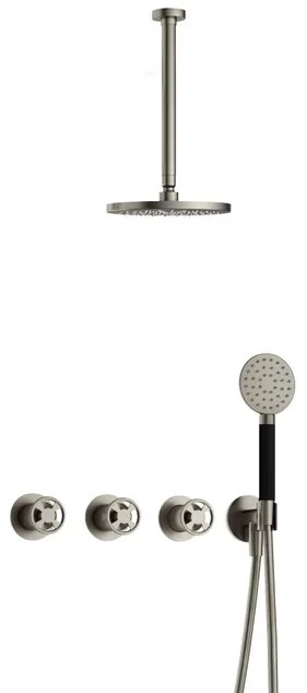 Hotbath Cobber IBSW70 Regendoucheset inbouw - 30cm plafondarm - 20cm ronde hoofddouche - 3 standen handdouche - Geborsteld nikkel IBSW70GN13