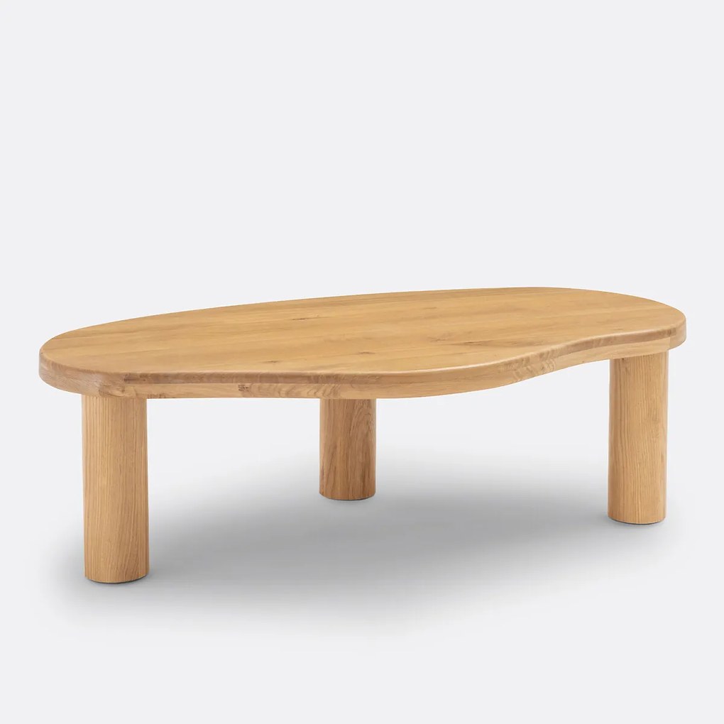 Organische salontafel, massief eiken, lengte 120 cm, RODI