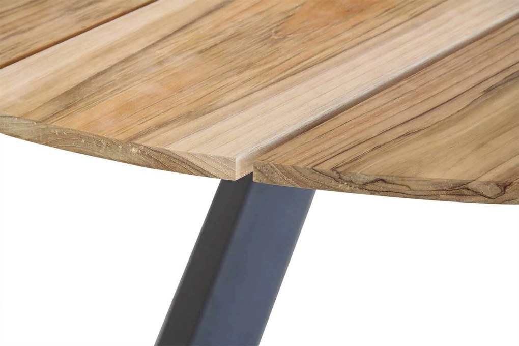 Dining Tuintafel rond 150 cm Aluminium/teak Grijs Fabriano